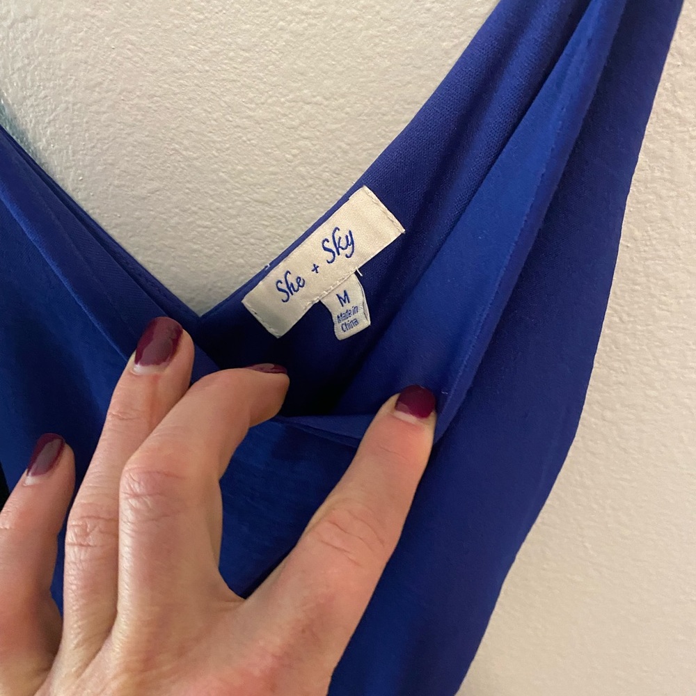 Blue Ruffled Cocktail Dress, size medium - Picture 2 of 2